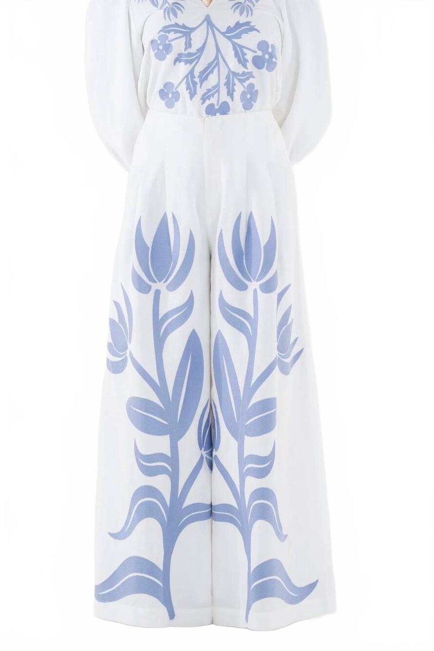 NEW EMILY MCCARTHY paisley wide leg pants in dutch tile